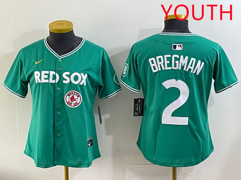 Youth 2025 Boston Red Sox #2 Bregman Dark Green Joint Name Nike MLB Jersey style 10->youth mlb jersey->Youth Jersey